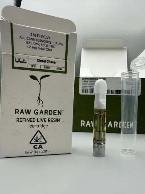 Raw Garden 1g Cart Raw Garden 2g Cart authentic 510 live resin vape cartridge unboxed with retail packaging display