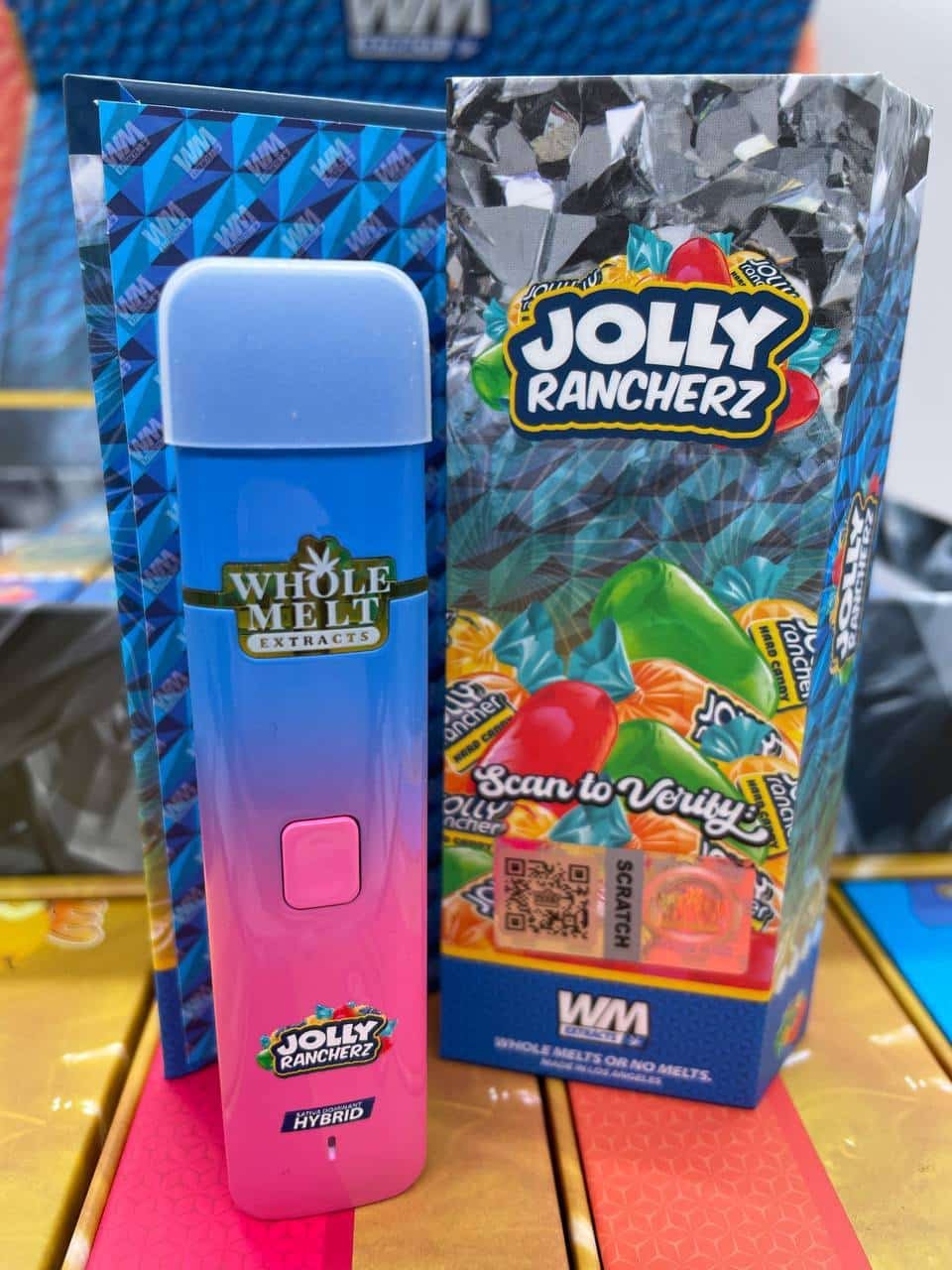 Whole Melt Carts 2g authentic live diamond 510 vape cartridge unboxed with retail packaging display
